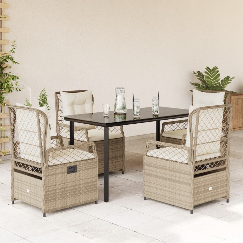5-Delige Tuinset Met Kussens Poly Rattan