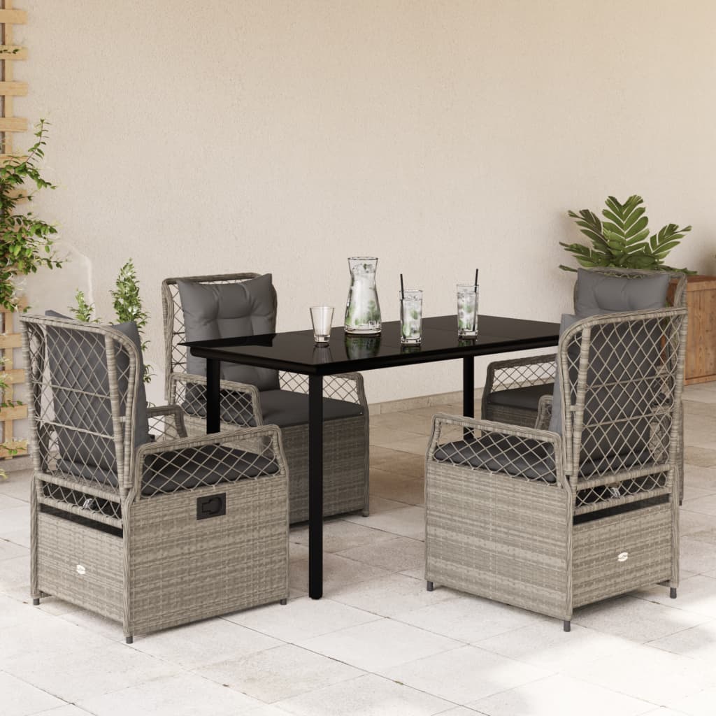 5-Delige Tuinset Met Kussens Poly Rattan