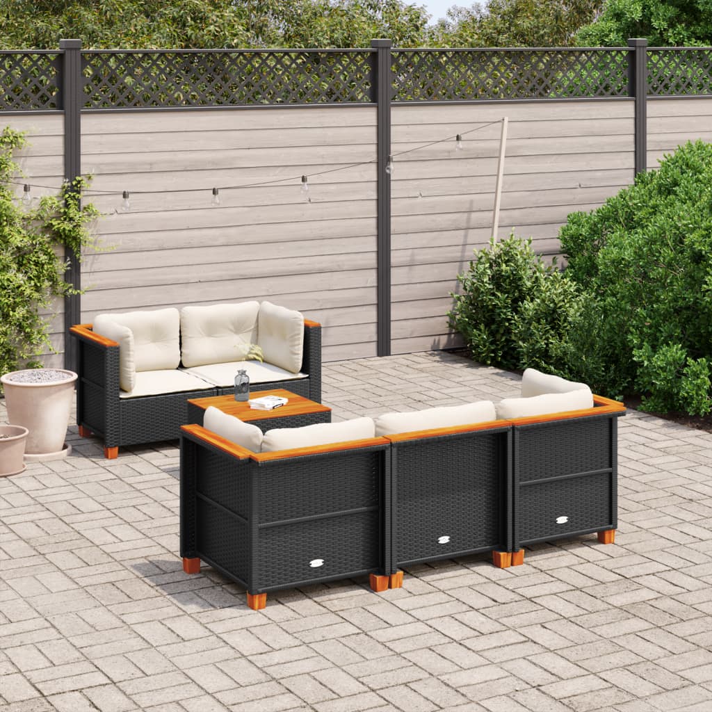 6-Delige Loungeset Met Kussens Poly Rattan