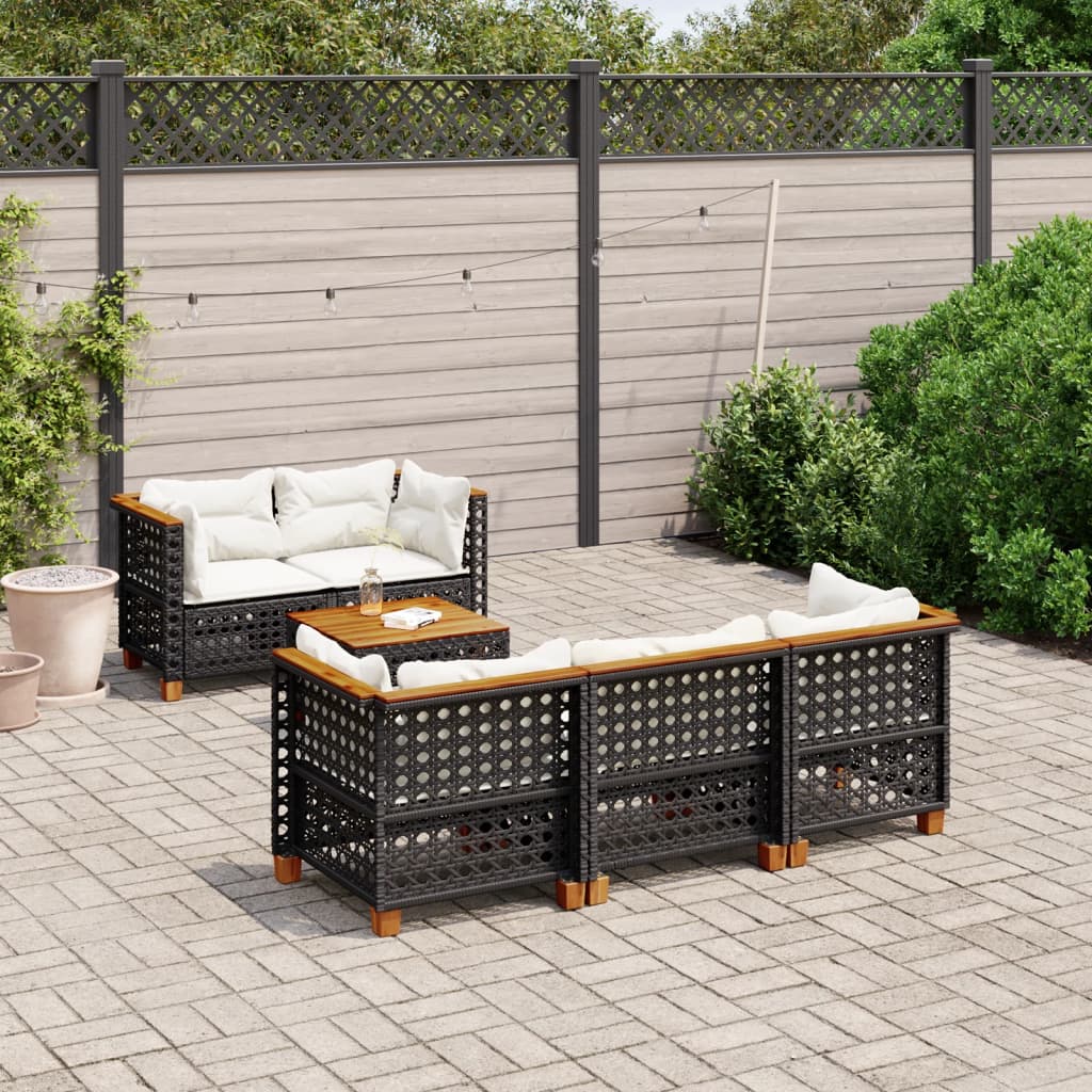 6-Delige Loungeset Met Kussens Poly Rattan