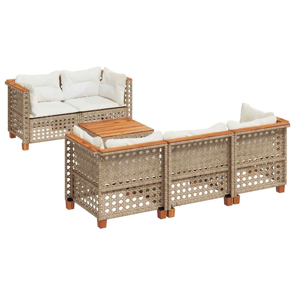 6-Delige Loungeset Met Kussens Poly Rattan
