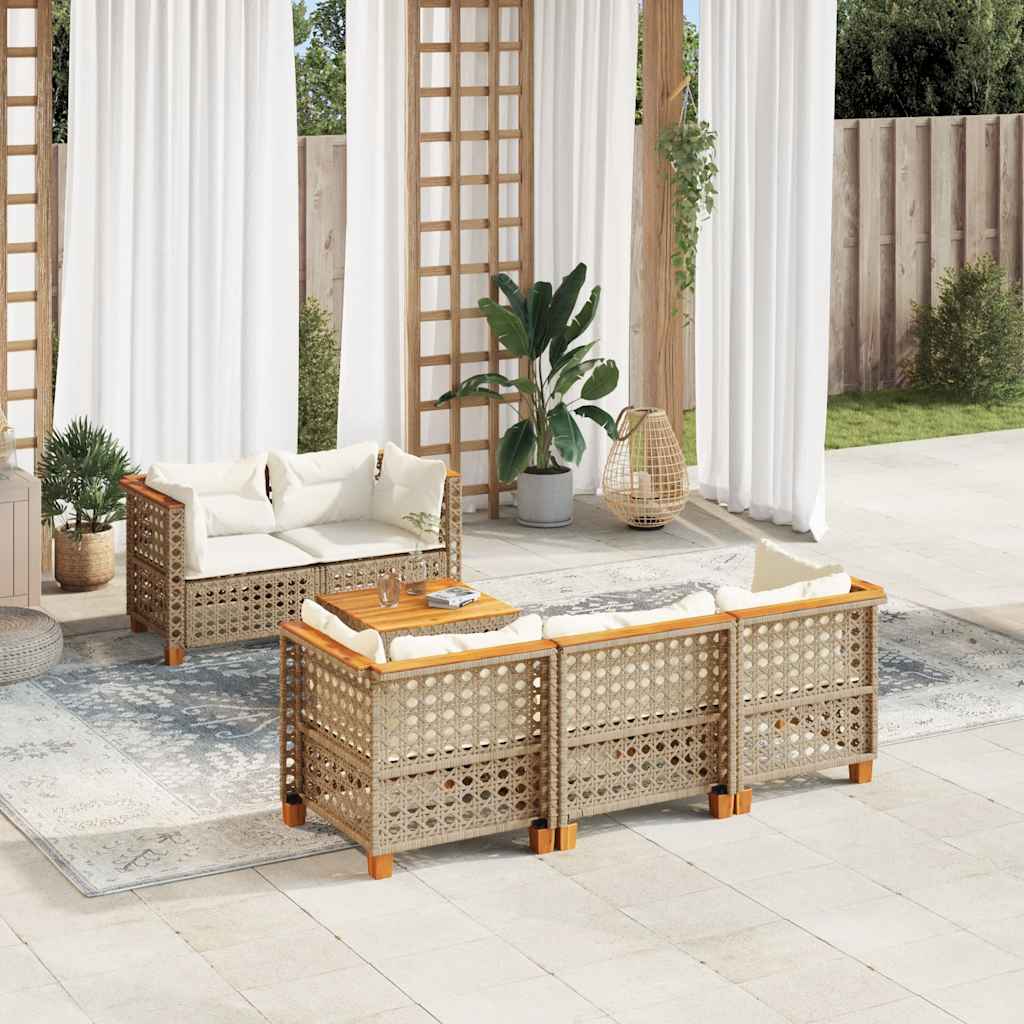 6-Delige Loungeset Met Kussens Poly Rattan
