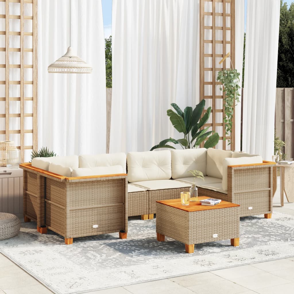 7-Delige Loungeset Met Kussens Poly Rattan