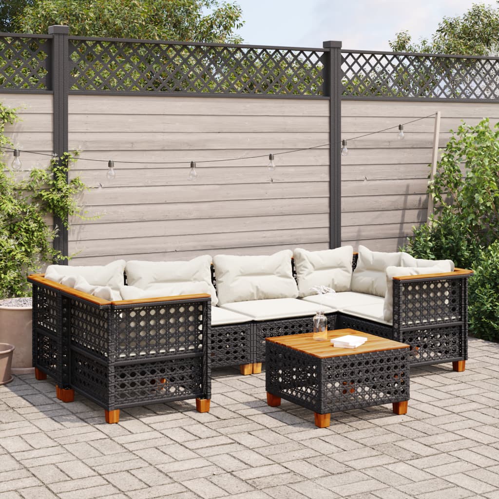 7-Delige Loungeset Met Kussens Poly Rattan