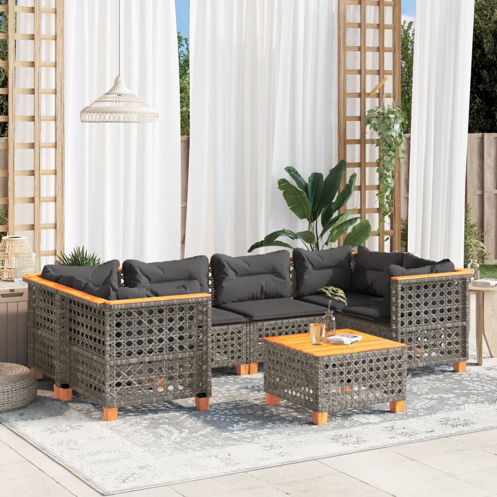 7-Delige Loungeset Met Kussens Poly Rattan