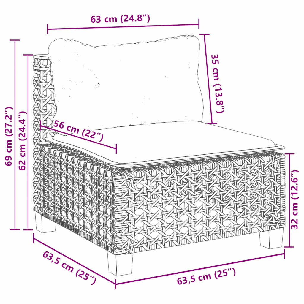 7-Delige Loungeset Met Kussens Poly Rattan