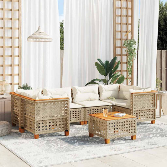 7-Delige Loungeset Met Kussens Poly Rattan