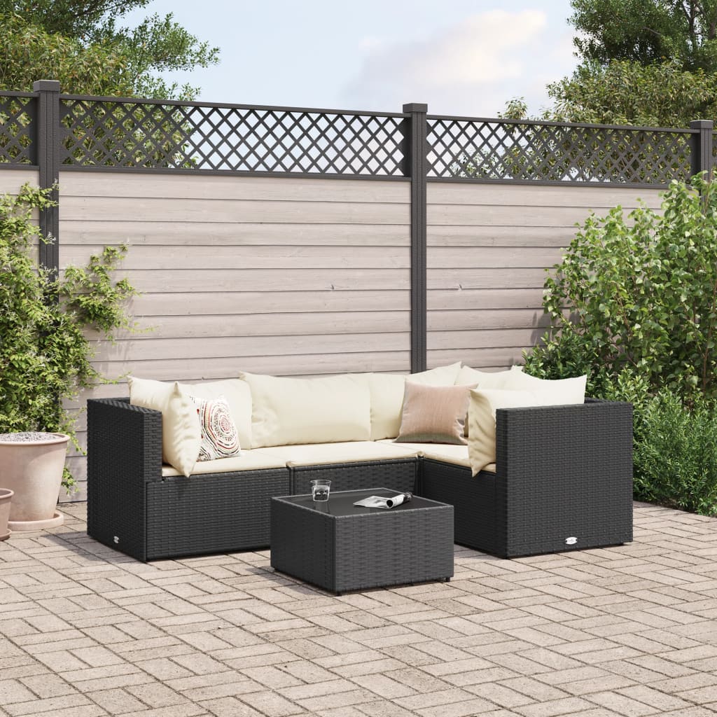 5-Delige Loungeset Met Kussens Poly Rattan