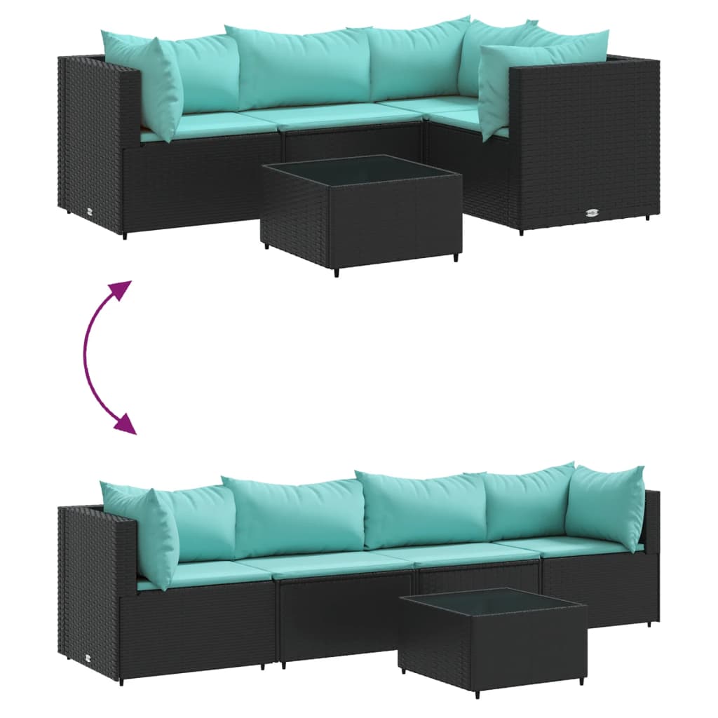 5-Delige Loungeset Met Kussens Poly Rattan