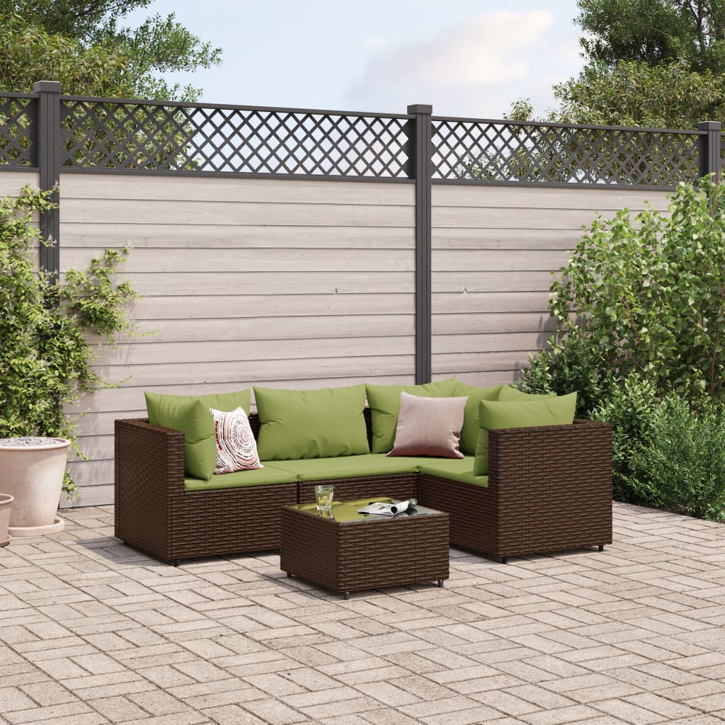 5-Delige Loungeset Met Kussens Poly Rattan