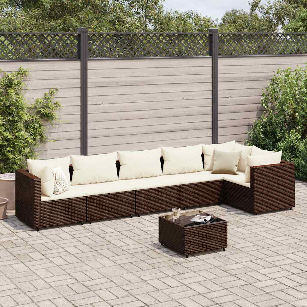 7-Delige Loungeset Met Kussens Poly Rattan