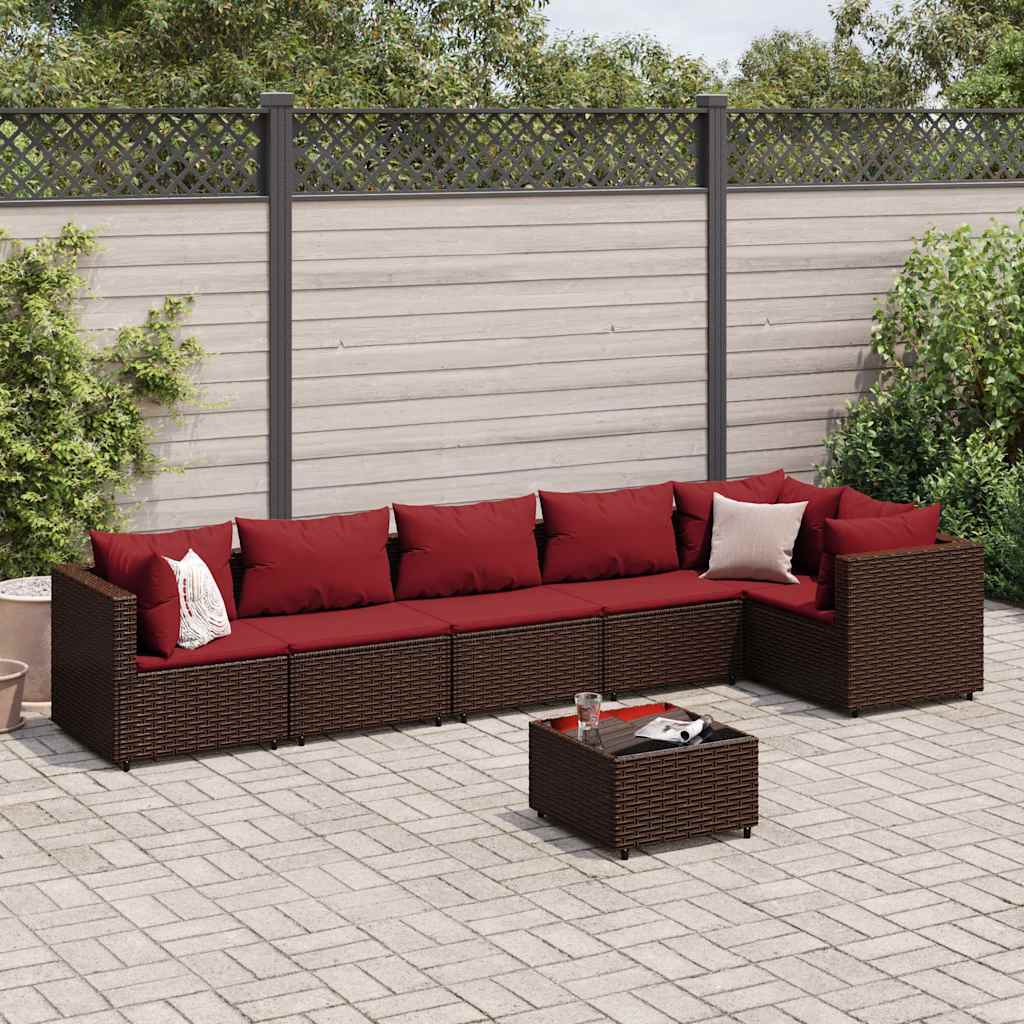 7-Delige Loungeset Met Kussens Poly Rattan