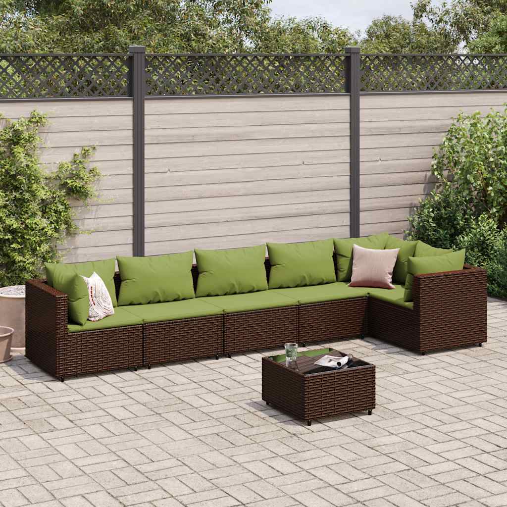 7-Delige Loungeset Met Kussens Poly Rattan