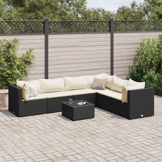 7-Delige Loungeset Met Kussens Poly Rattan