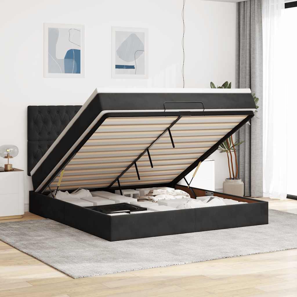 Ottoman Bed Met Matrassen 200X200Cm Fluweel