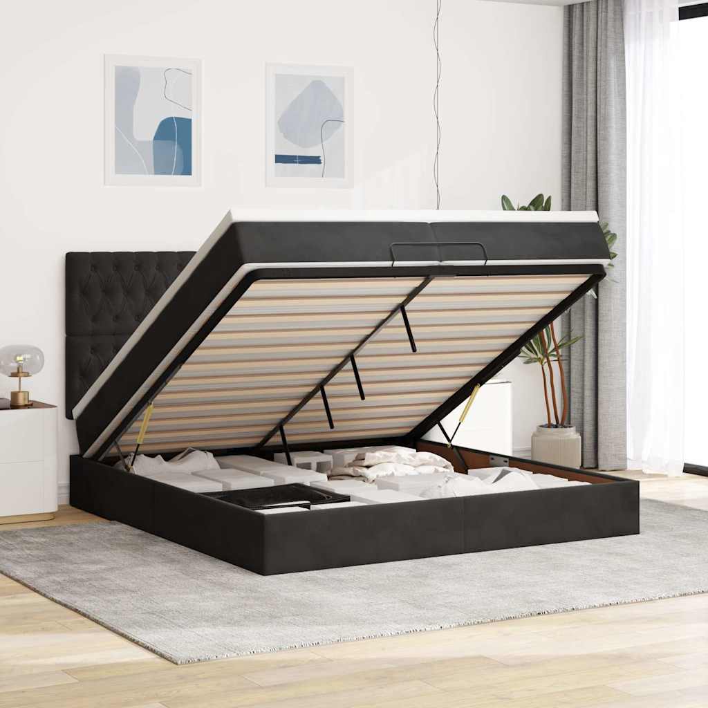 Ottoman Bed Met Matrassen 200X200Cm Fluweel