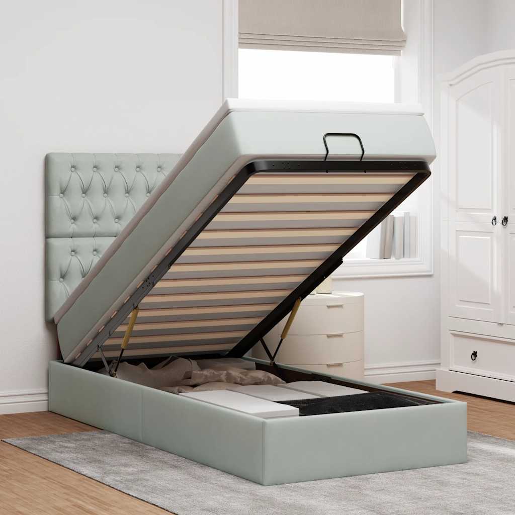 Ottoman Bed Met Matrassen En Led's 200X200Cm Fluweel