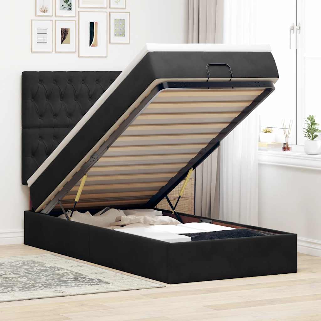 Ottoman Bed Met Matrassen En Led's 200X200Cm Fluweel