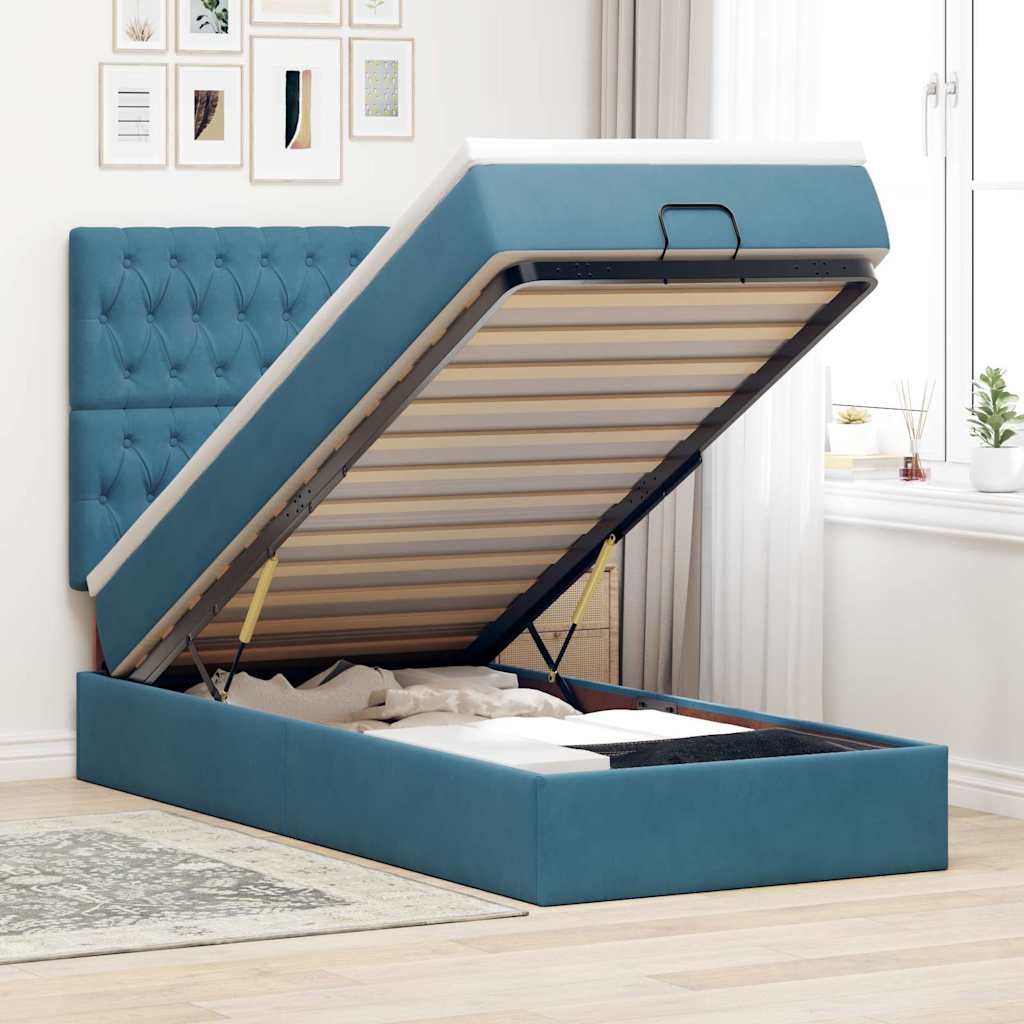 Ottoman Bed Met Matrassen En Led's 200X200Cm Fluweel
