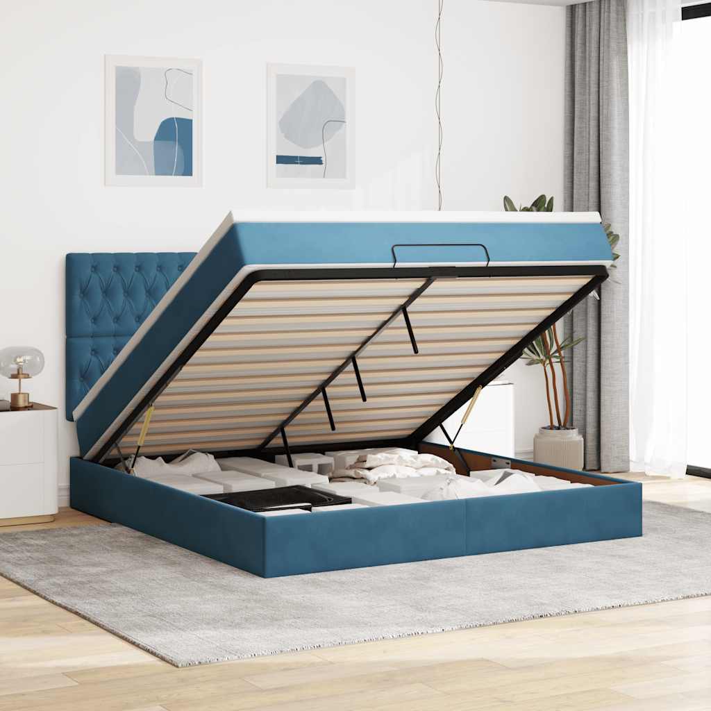 Ottoman Bed Met Matrassen En Led's 200X200Cm Fluweel