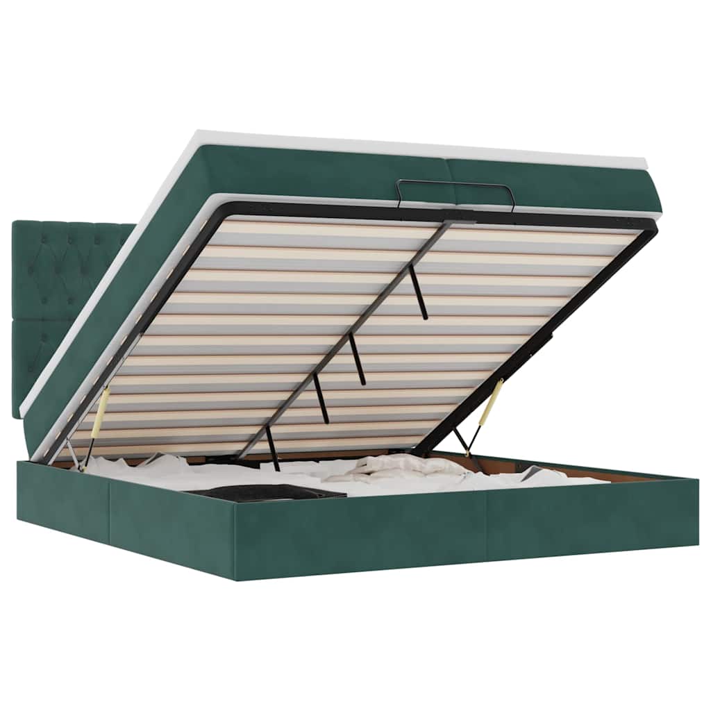 Ottoman Bed Met Matrassen En Led's 200X200Cm Fluweel