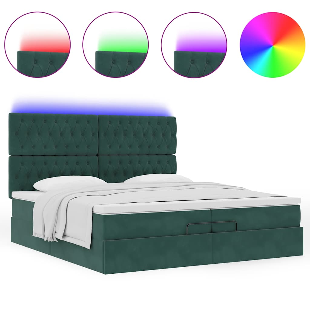 Ottoman Bed Met Matrassen En Led's 200X200Cm Fluweel