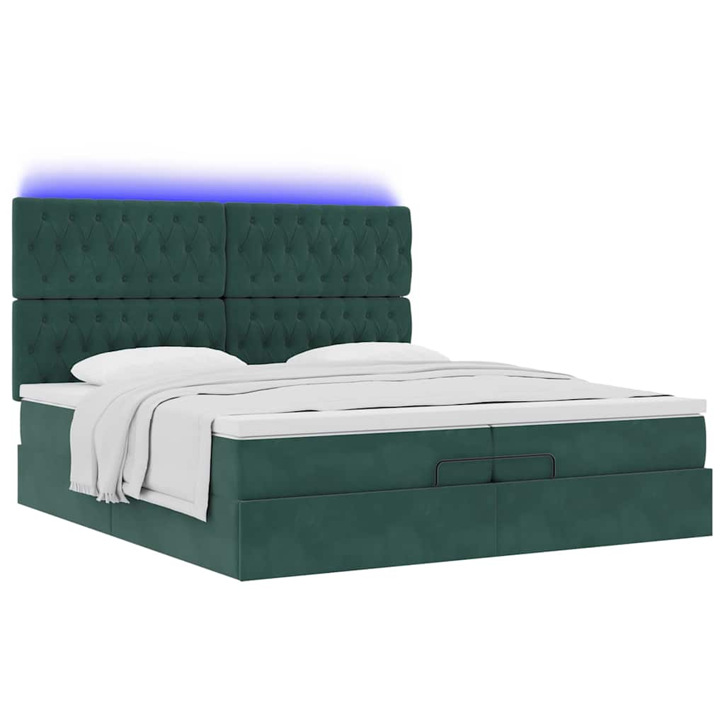 Ottoman Bed Met Matrassen En Led's 200X200Cm Fluweel