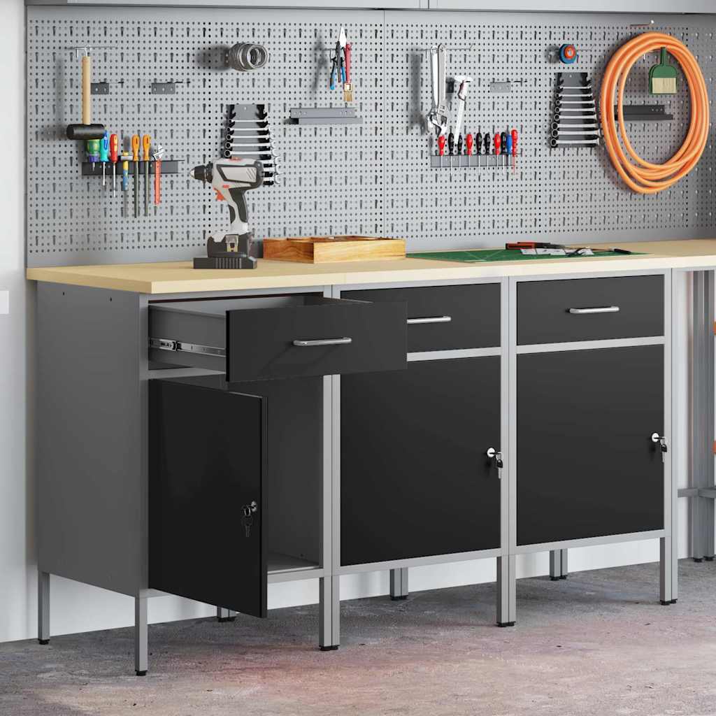 Werk Cabinet Met Lade Met Opslag 10 Pcs 200 X 55 X 200 Cm Zwart