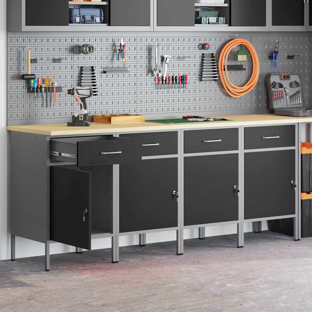 Werk Cabinet Met Lade Met Opslag 10 Pcs 200 X 55 X 200 Cm Zwart