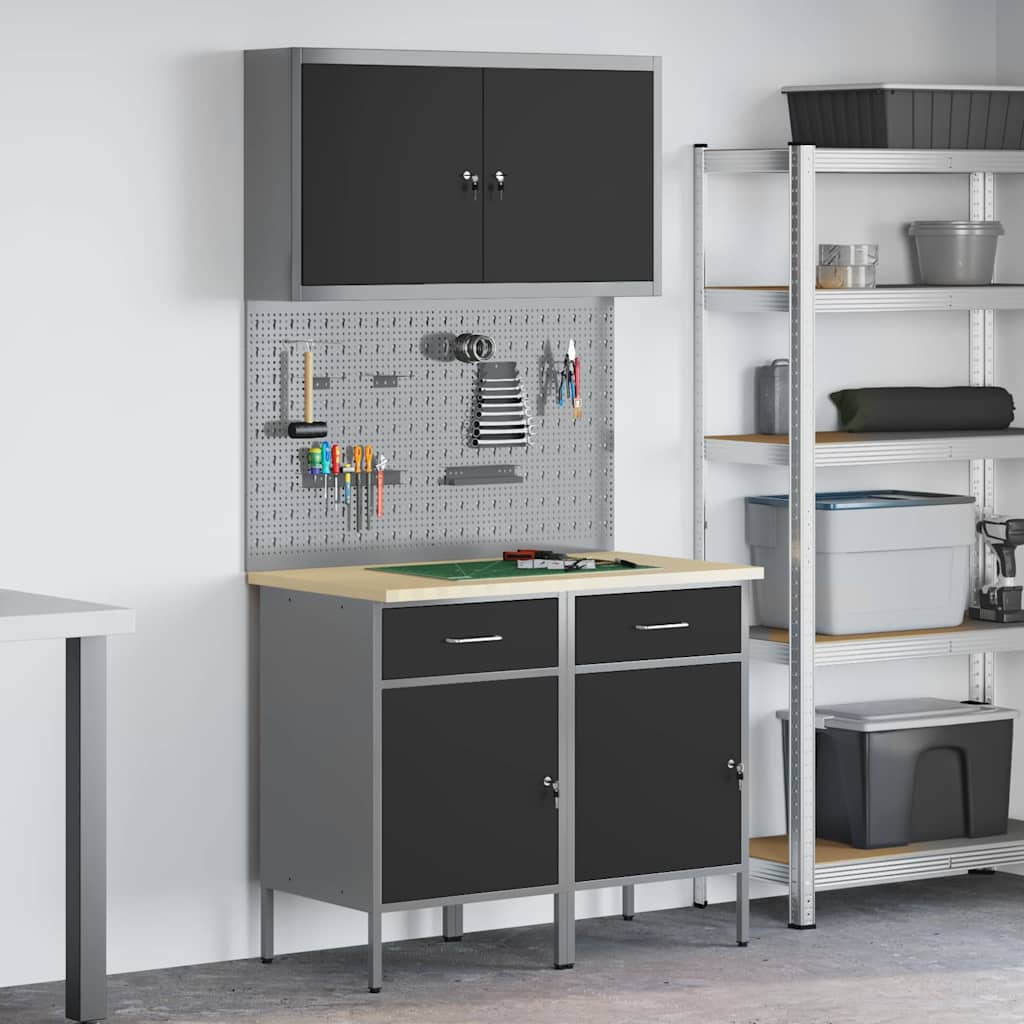 Werk Cabinet Met Lade Met Opslag 10 Pcs 200 X 55 X 200 Cm Zwart