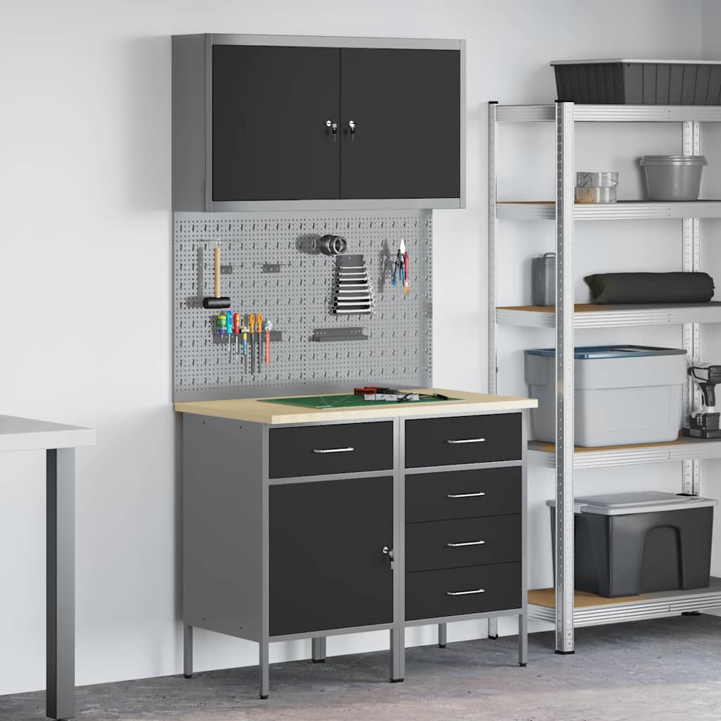 Werk Cabinet Met Lade Met Opslag 10 Pcs 200 X 55 X 200 Cm Zwart