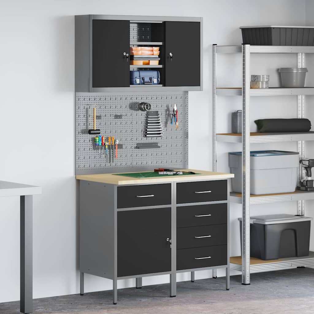 Werk Cabinet Met Lade Met Opslag 10 Pcs 200 X 55 X 200 Cm Zwart