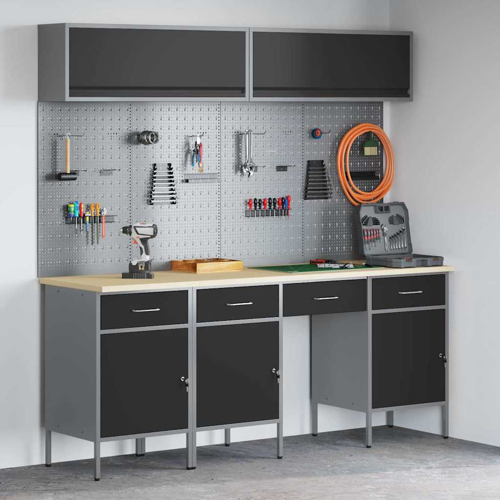 Werk Cabinet Met Lade Met Opslag 10 Pcs 200 X 55 X 200 Cm Zwart