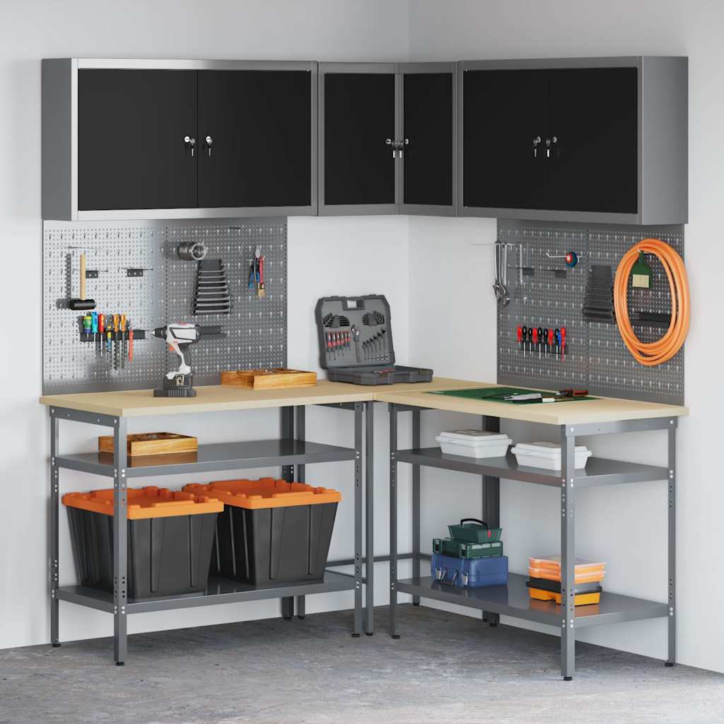 Werk Cabinet Met Lade Met Opslag 10 Pcs 200 X 55 X 200 Cm Zwart