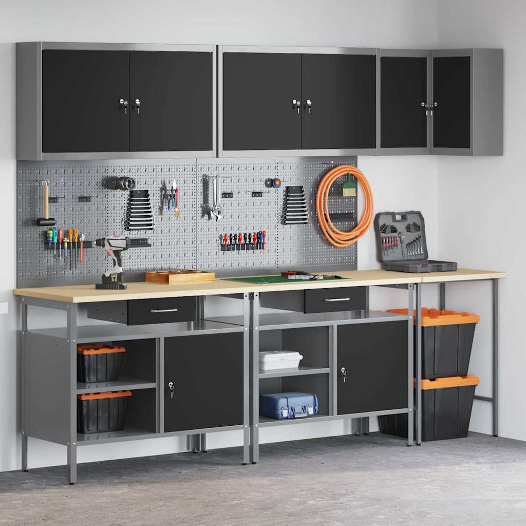 Werk Cabinet Met Lade Met Opslag 10 Pcs 200 X 55 X 200 Cm Zwart