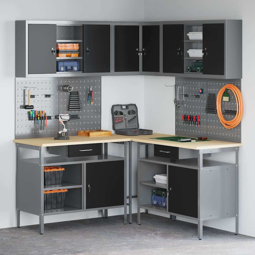 Werk Cabinet Met Lade Met Opslag 10 Pcs 200 X 55 X 200 Cm Zwart