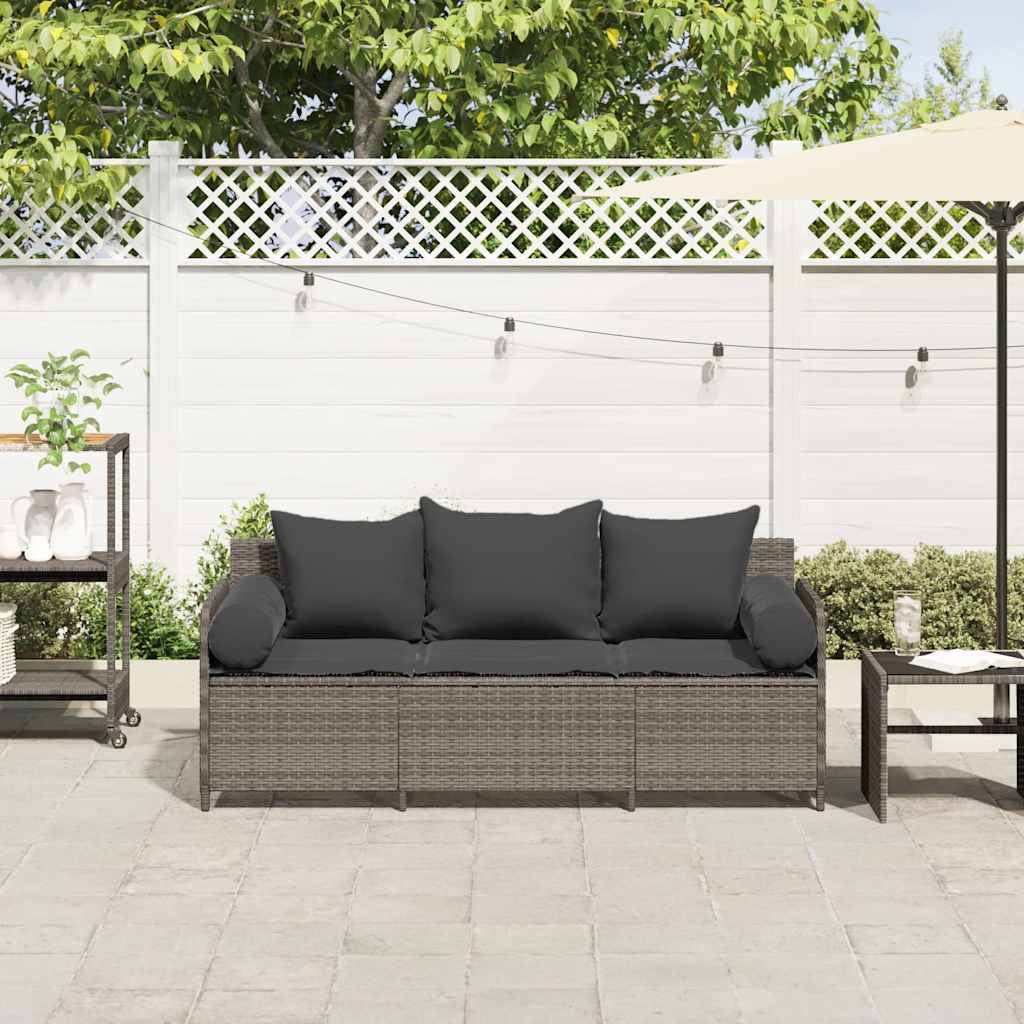 Tuinbank 3-Zits Met Kussens Poly Rattan