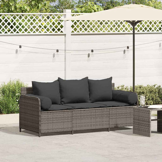 Tuinbank 3-Zits Met Kussens Poly Rattan
