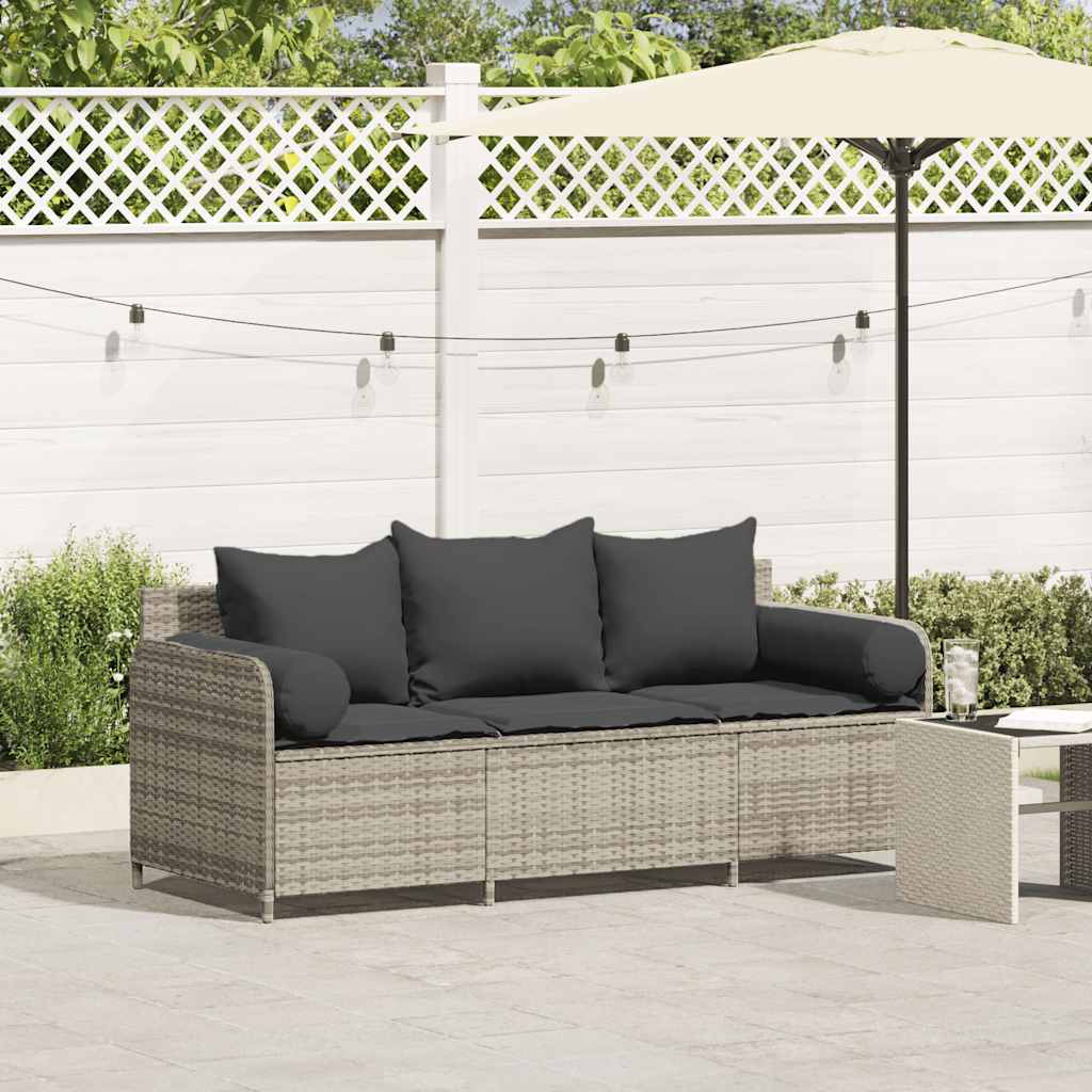 Tuinbank 3-Zits Met Kussens Poly Rattan