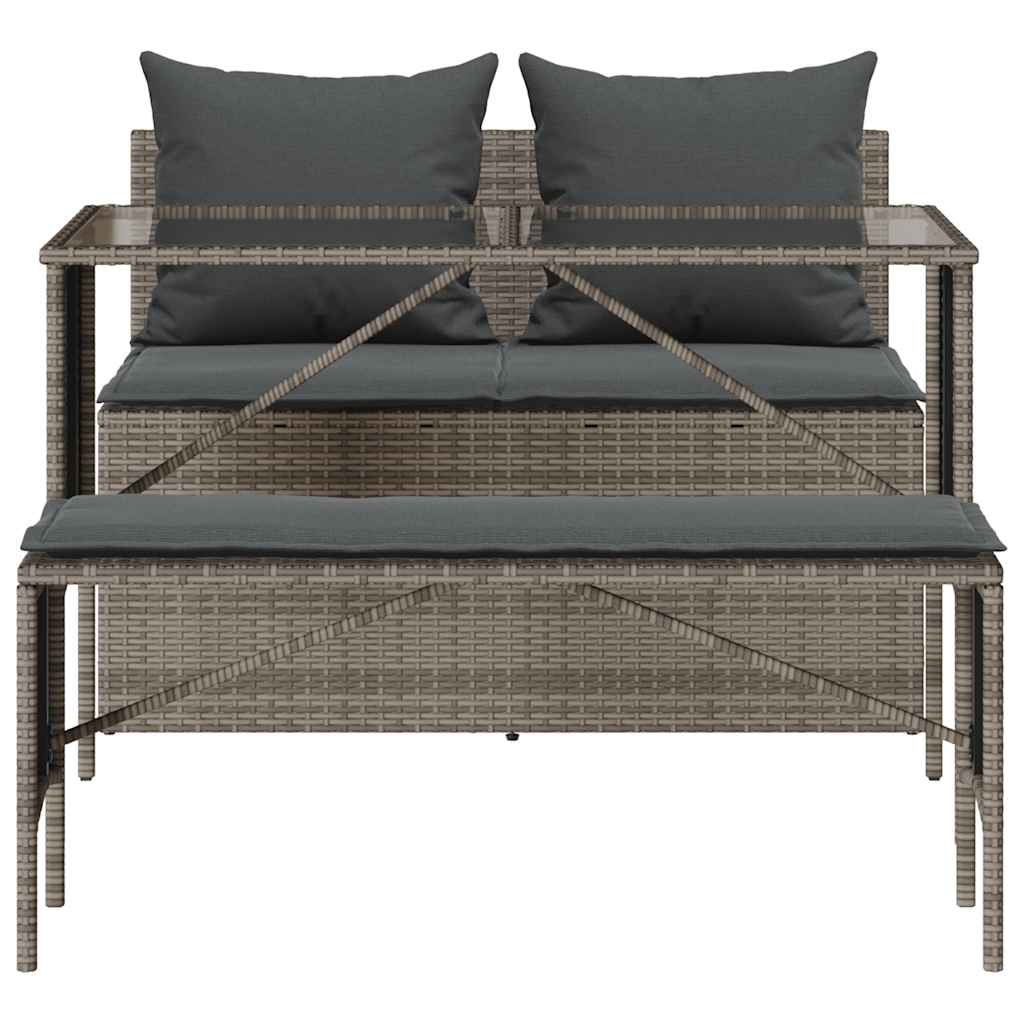 3-Delige Tuinset Met Kussens Poly Rattan