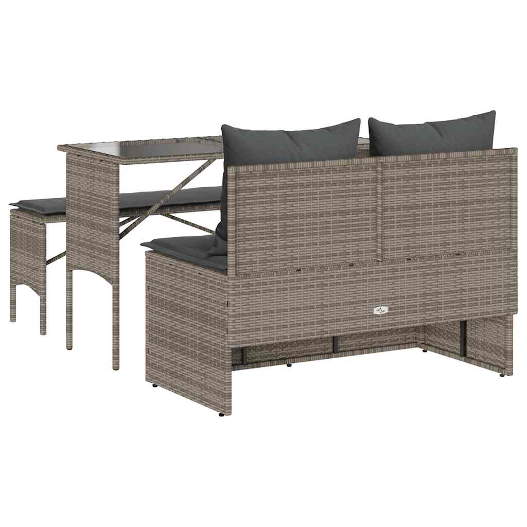 3-Delige Tuinset Met Kussens Poly Rattan