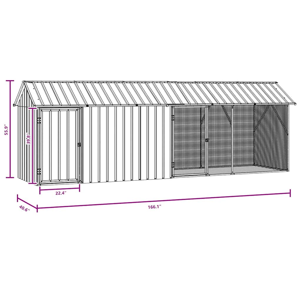 Vogelkooi Antraciet 422 X 103 X 142 Cm Gegalvaniseerd Staal