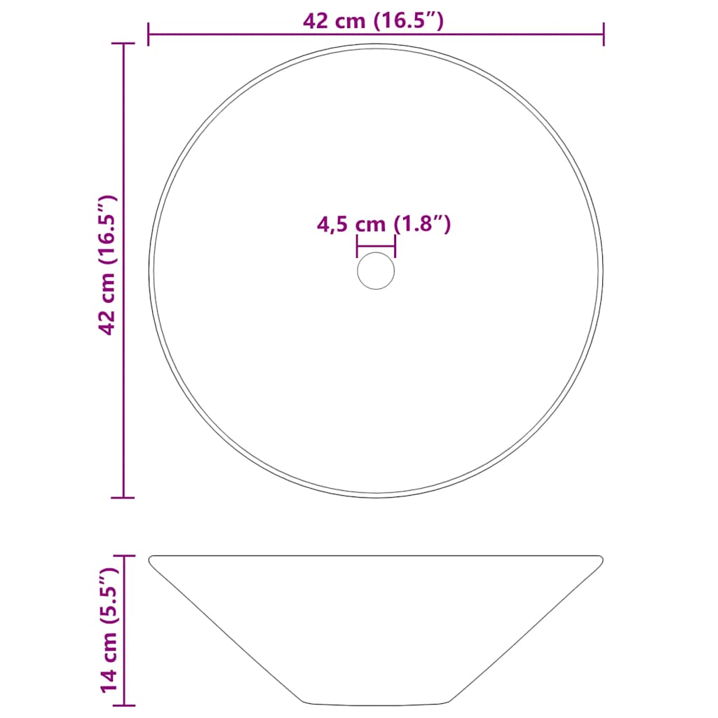 Wastafels 2 St Ø42X14 Cm Keramiek Glanzend