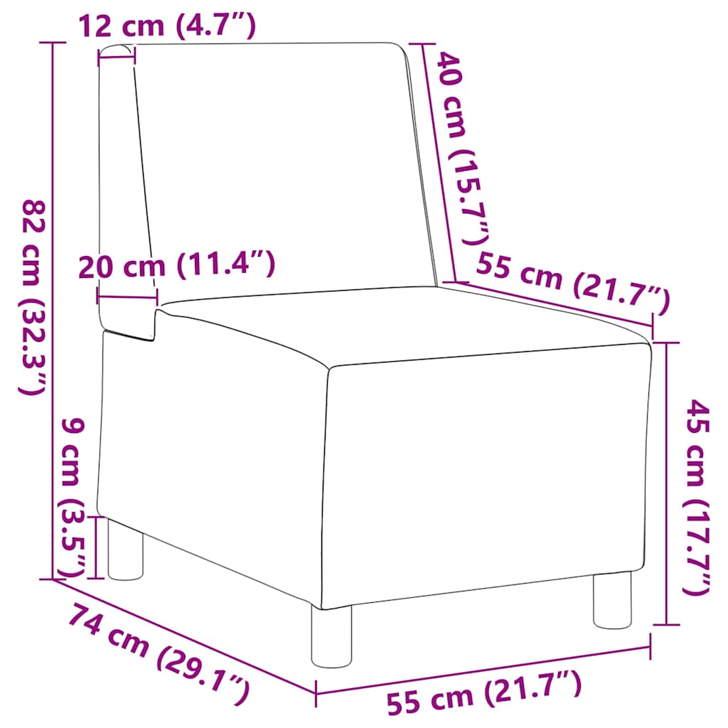 Modulaire Bankeenheid Armlos 55 X 74 X 82 Cm Nep Leer