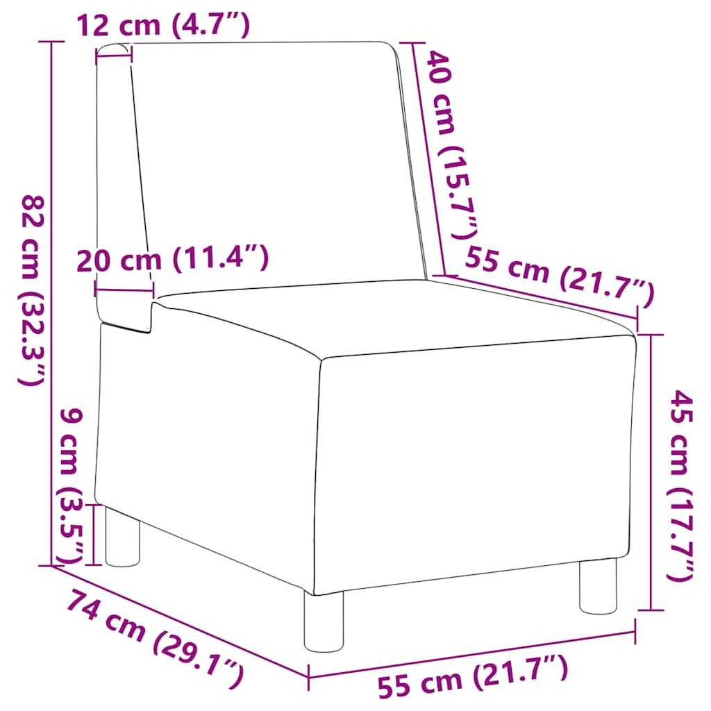 Modulaire Bank Zonder Armleuningen 55 Cm Imitatiesuède