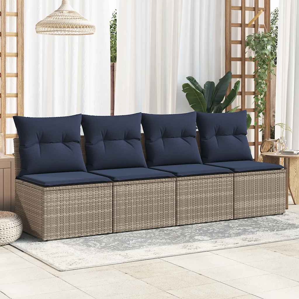 2-Delige Loungeset Met Kussens Poly Rattan Acacia