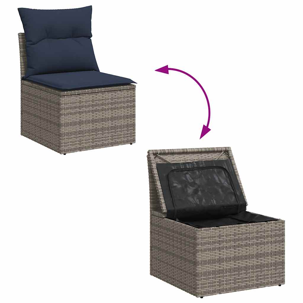 2-Delige Loungeset Met Kussens Poly Rattan Acacia