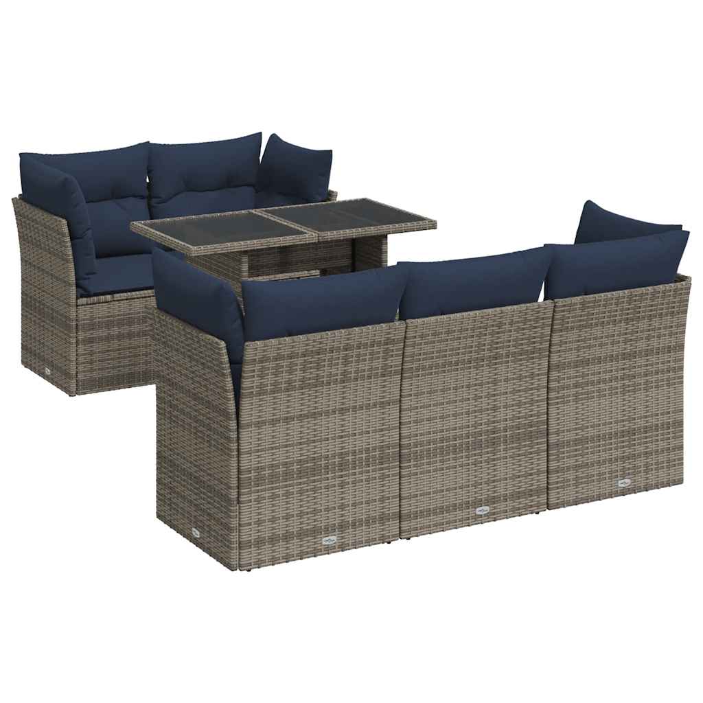6-Delige Loungeset Met Kussens Poly Rattan Acacia