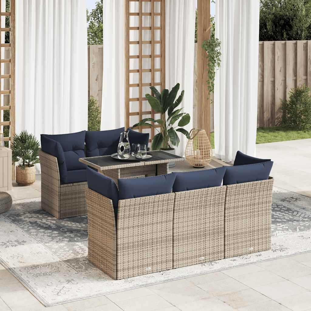 6-Delige Loungeset Met Kussens Poly Rattan Acacia