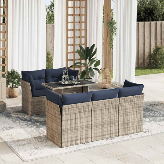 6-Delige Loungeset Met Kussens Poly Rattan Acacia